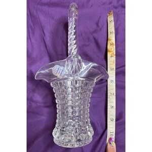 Imperial‎ Glass Co. Monticello Bellaire, USA Crystal Glass Basket Vase 10" Tall
